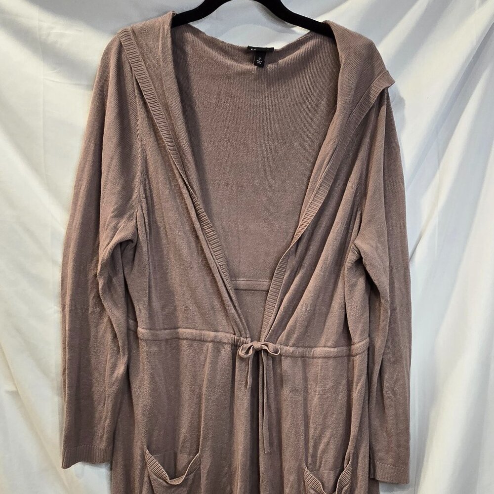 Torrid Brown Cardigan Size 1 Tie Waist Hood Soft
